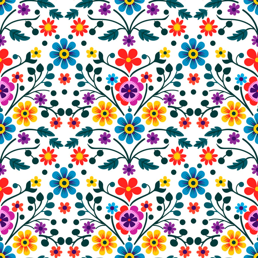 mexican embroidery seamless pattern background